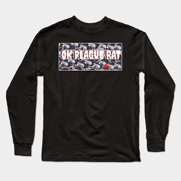 OK Plague Rat One Red Hat Crowd Design Print Wide Bar Long Sleeve T-Shirt by aaallsmiles